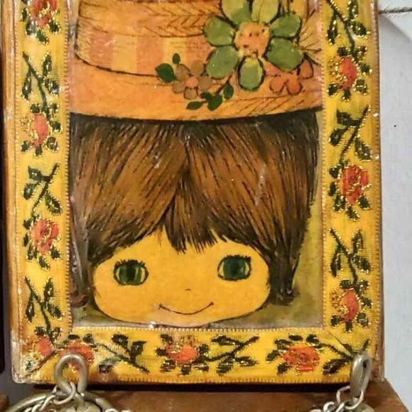 Vintage Girl Wall Hangings Plaques Made From 2x4's close Girl Pictures Lot Of 4 - Picture 3 of 7